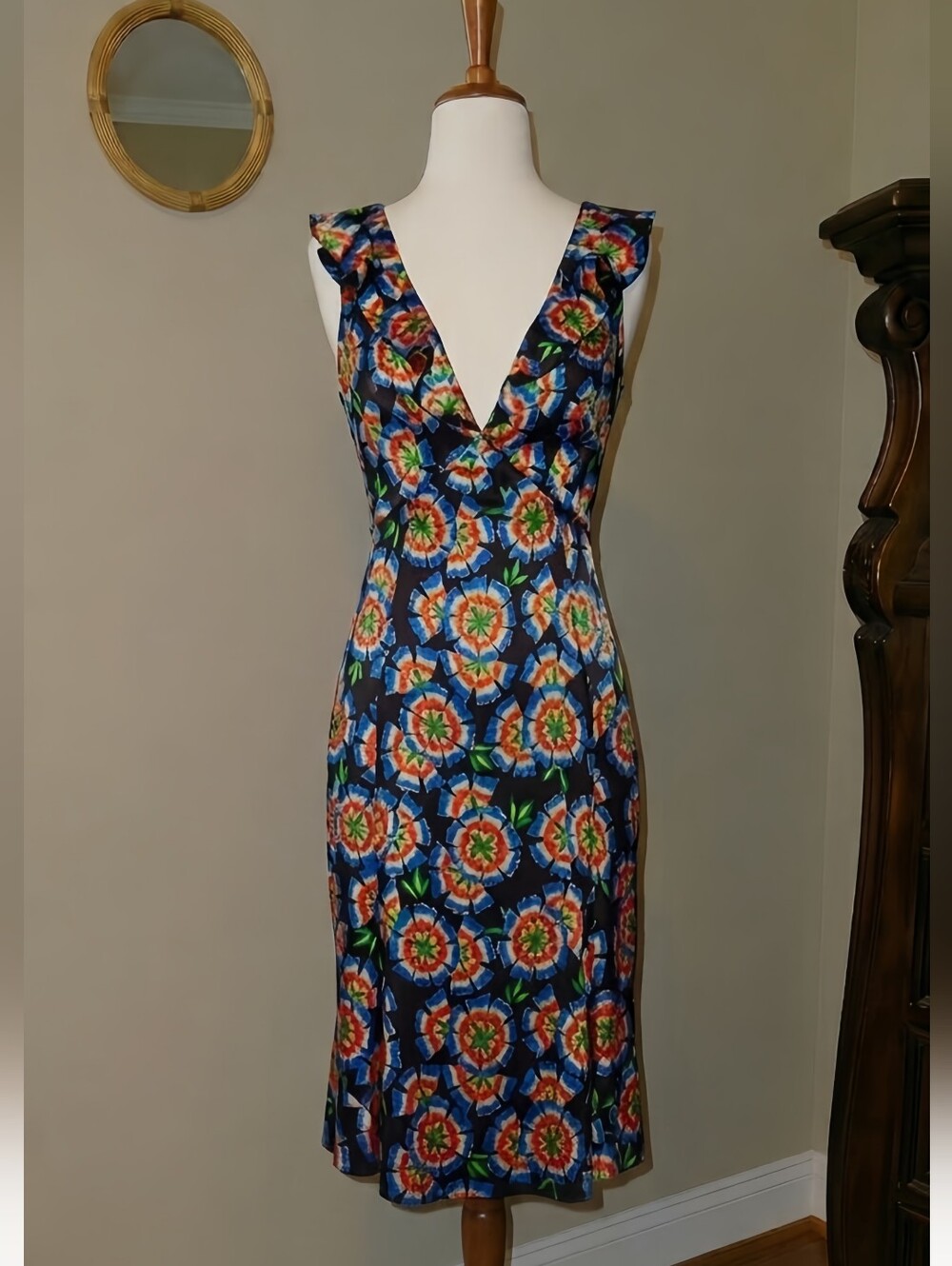🧡💚💙🖤 SALONI 100% Silk "Holly" Dragonfruit Dress